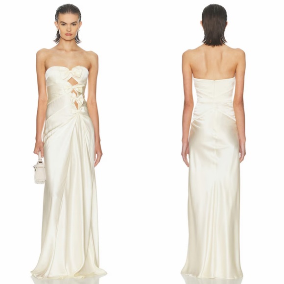 Helsa The Silk Faye Maxi Dress in Egg Shell Size Small